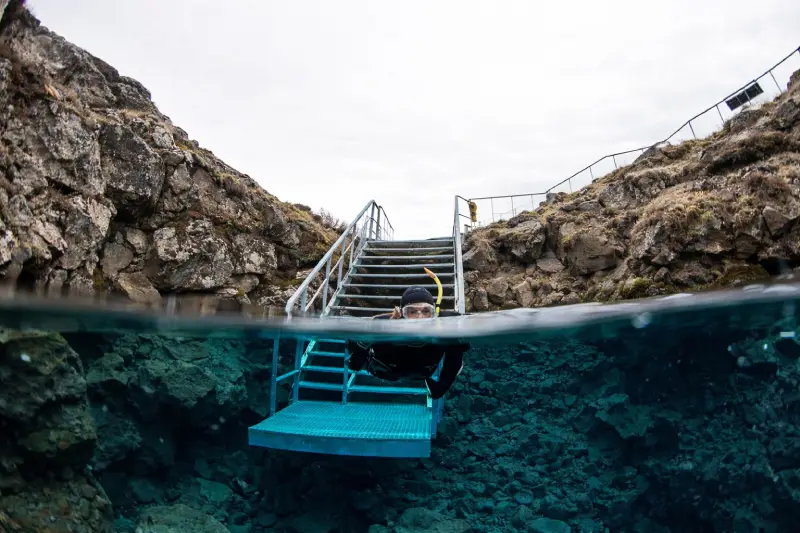 Entry into Silfra, the stairs